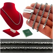 Łańcuszki - Srebrny Łańcuszek Splot Królewski 925 Męski Oksydowany 45Cm/2,8Mm + Gratisy - miniaturka - grafika 1