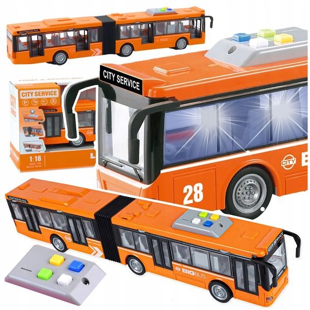 Autobus Zabawka Interaktywna MIEJSKI PRZEGUBOWY Otwierane Drzwi LED -S-