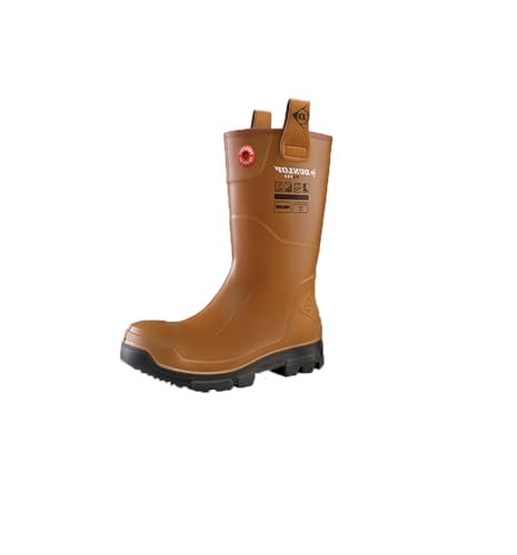 DUNLOP Męskie obuwie ochronne, Lj2hx42, Purofort Rigpro pełne bezpieczeństwo przemysłowe i budowlane, antypoślizgowe, wygodne, w 100% wodoodporne, Brązowy, 38 EU