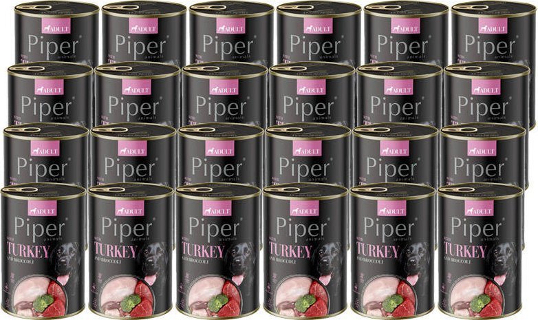 Mokra Karma dla psa Piper Animals z indykiem i brokułem zestaw 24 x 400 g