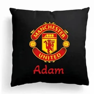 Poduszki dekoracyjne - Foto Poduszka Czarna Manchester united ufc + IMIĘ - miniaturka - grafika 1