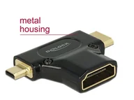 Złącza, przejściówki, adaptery - Delock Adapter HDMI-A(F)->HDMI -C+HDMI-D(M)Ethernet (65666) - miniaturka - grafika 1