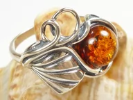 Pierścionki - 112-126 Pierścionek Srebro z Bursztynem - rozm.17 - miniaturka - grafika 1