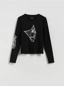 Bluzki dla dziewczynek - Reserved - Bluzka z aplikacją Kuromi - czarny - miniaturka - grafika 1