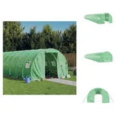 Szklarnie ogrodowe - vidaXL Szklarnia z ramą stalową zielona 54 m² 18x3x2 m - Szklarnie - miniaturka - grafika 1