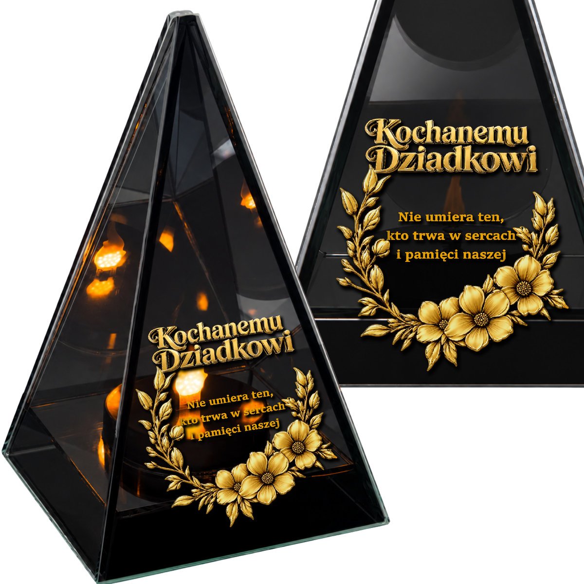 Znicz Lustrzany Lampion Solarny 3D Nadruk UV na Dzień Dziadka