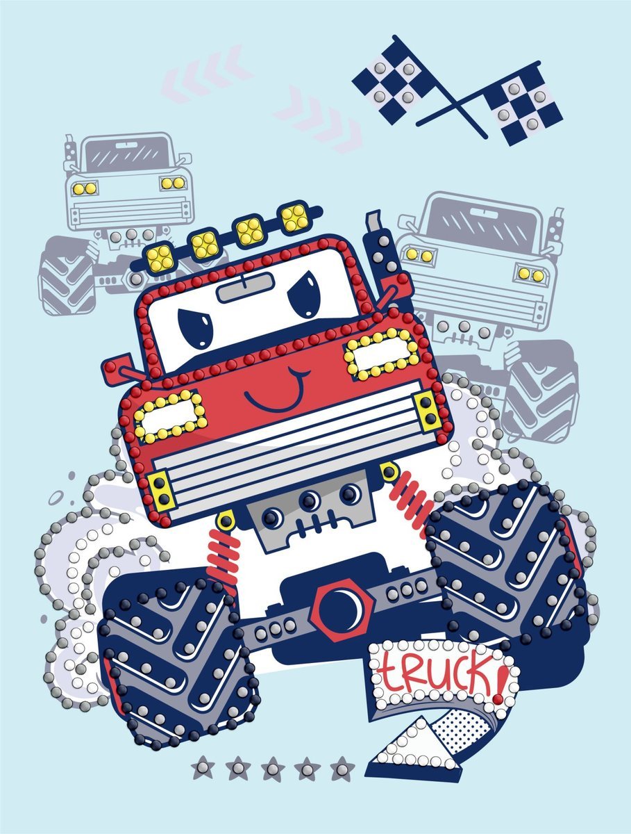 Mozaika diamentowa 15×20 cm częściowe wypełnienie – Kaczka w kosmosie. Zestaw kreatywny Ideyka Czerwony samochodzikназва