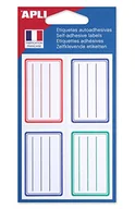 Etykiety do drukarek - APLI 101096 etykiety szkolne, 36 x 56 mm, w linie, niebieskie, czerwone, zielone, 24 sztuki - miniaturka - grafika 1