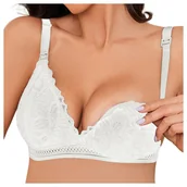 Biustonosze ciążowe - Biustonosz ciążowy stanik bezszwowy do karmienia biały - S - miniaturka - grafika 1