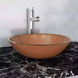 vidaXL Umywalka z hartowanego szkła, 42 cm, brązowa - Umywalki - miniaturka - grafika 1