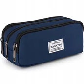 Piórniki - Piórnik szkolny duży trzykomorowy saszetka do szkoły niebieski duży ZAGATTO - miniaturka - grafika 1