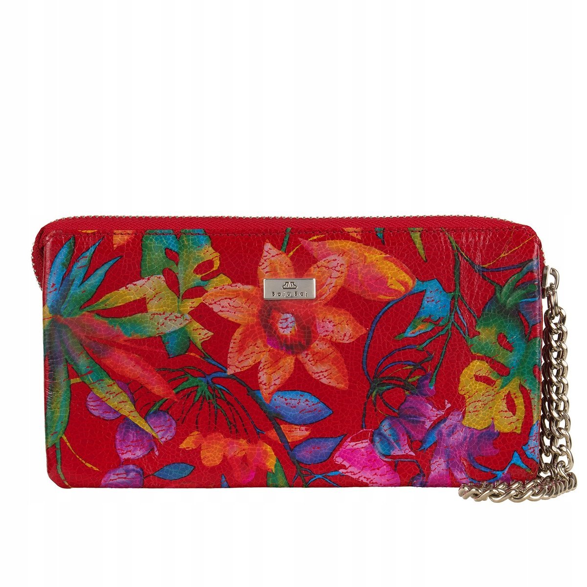 Portfel damski skórzany BajuBaj czerwony, duży z RFID
