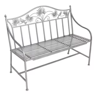 Szara metalowa ławka ogrodowa Talin – Garden Pleasure - Ławki ogrodowe - miniaturka - grafika 1