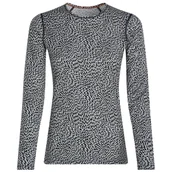 Koszulki sportowe damskie - Damska koszulka Icebreaker Women Merino 200 Oasis LS Crewe Flock Forms AOP Rozmiar: M / Kolor: biały/czarny - miniaturka - grafika 1