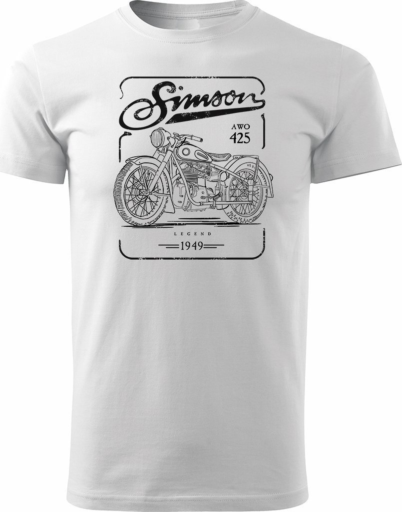 Koszulka motocyklowa z motocyklem Simson AWO 425 Legend męska biała REGULAR M