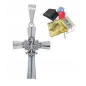 Dewocjonalia - Krzyżyk Srebrny Patriotyczny Zawieszka Wisiorek Z Orłem Próba 925 - miniaturka - grafika 1