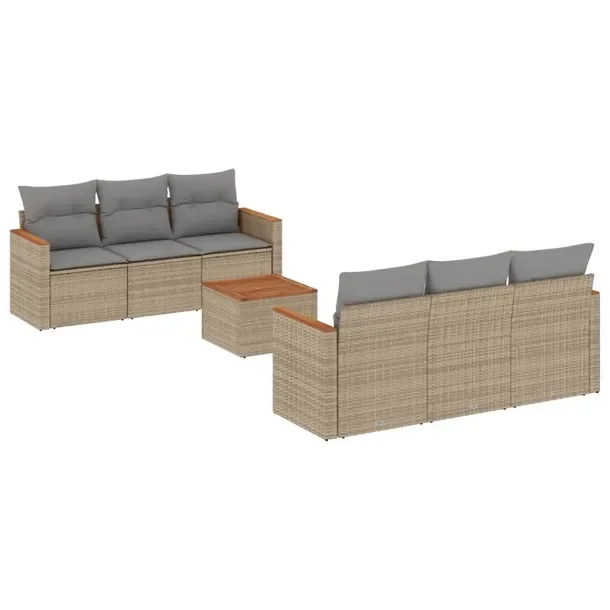 Zestaw mebli ogrodowych modułowych beżowy rattan PE, wymiary 55x62x69 cm