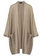 Swetry damskie - ApartFashion Women's APART Płaszcz z dzianiny z rękawami nietoperza, sweter kardigan, taupe, normalny, szarobrązowy, S - miniaturka - grafika 1