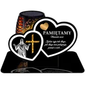 Lampiony i znicze - ZNICZ SOLARNY LED WIECZNY PODSTAWKA NA CMENTARZ GRÓB Serce EFEKT PŁOMIENIA - miniaturka - grafika 1