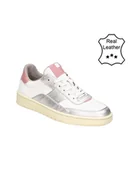 Trampki damskie - Bullboxer Skórzane sneakersy w kolorze srebrno-białym - miniaturka - grafika 1