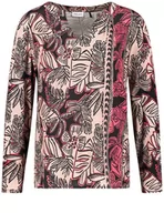 Koszulki i topy damskie - GERRY WEBER Koszulka z długim rękawem i tropikalnym nadrukiem Beżowy 34/XS - miniaturka - grafika 1