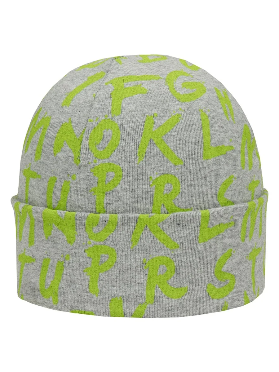 Czapka beanie w literki szaro-zielona Doll r.51