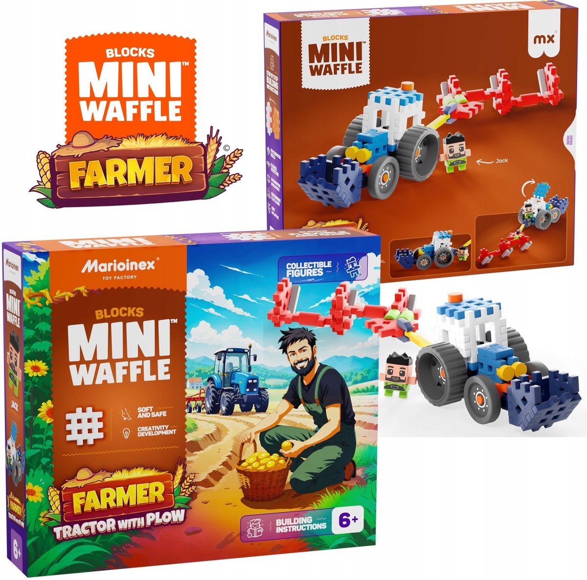 Mini Waffle Farmer - Traktor Z Pługiem 50 El.