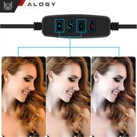 Pozostałe akcesoria do telefonów - Lampa Ring LED Alogy z elastycznym ramieniem i statywem do blatu biurka z uchwytem na telefon Czarna - miniaturka - grafika 1