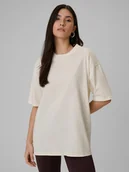 Koszulki i topy damskie - 4F T-shirt loose gładki damski - beżowy XS - miniaturka - grafika 1