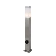 Lampy ogrodowe - QAZQA Lampa zewnętrzna stalowa 80 cm z gniazdkiem IP44 - Malios - miniaturka - grafika 1