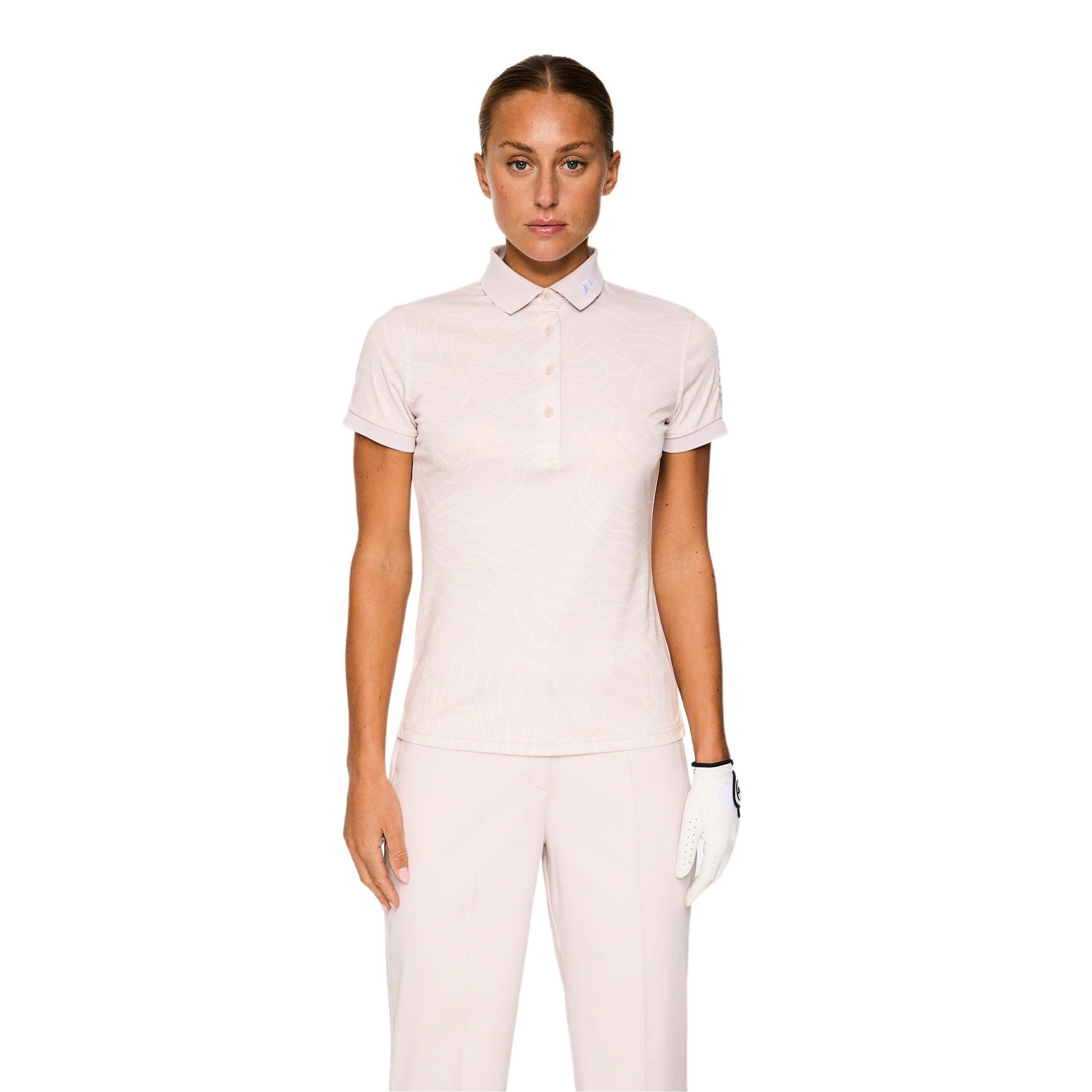 Koszulka damska J.Lindeberg Tour Tech Print Polo Topo Grey Lilac M
