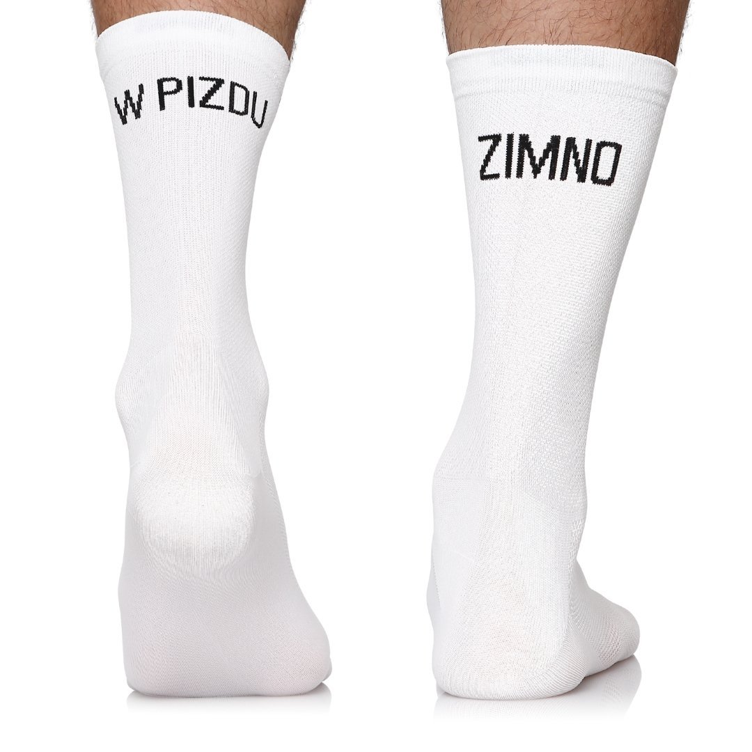 Skarpety rowerowe, termoaktywne, kolarskie Todo Cycling Pro W PIZ DU ZIMNO białe, szosowe, 35-38