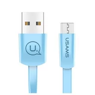Kable USB - USAMS Kabel płaski U2 US-SJ201 microUSB 1,2m niebieski - miniaturka - grafika 1