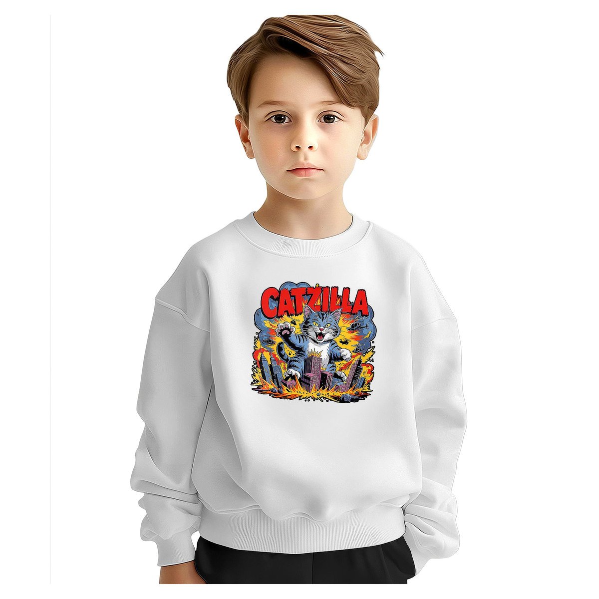 BLUZA DZIECIĘCA KOT CATZILLA 134-140 DLA CHŁOPCA DZIEWCZYNKI