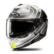 Kaski motocyklowe - Kask Integralny HJC I71 Viz Złamany Biały/Szary/Fluorescencyjny ŻółtyS - miniaturka - grafika 1