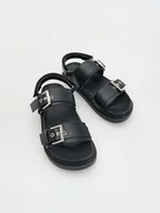 Buty dla dziewczynek - Reserved - Sandały z imitacji skóry - czarny - miniaturka - grafika 1