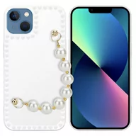 Etui i futerały do telefonów - Pokrowiec Do Apple iPhone 13 Etui w Biały z perłami Obudowa Case Cover TPU Silicone Perły Cadorabo - miniaturka - grafika 1