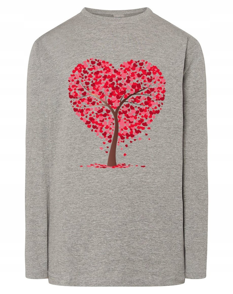 Walentynki Longsleeve nadruk Serca Drzewo r.3XL
