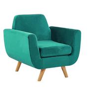 Fotele - Beliani Fotel welurowy zielony BERNES - miniaturka - grafika 1