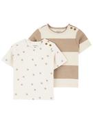 Kaftaniki dla niemowląt - carter's Koszulki (2 szt.) w kolorze jasnobrązowym - miniaturka - grafika 1
