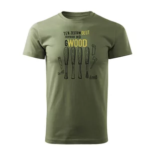Koszulka dla stolarza stolarz stolarska dla drwala drwal męska khaki REGULAR-XXL - Koszulki męskie - miniaturka - grafika 1