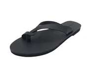 Klapki i japonki damskie - Czarne klapki damskie ze skóry naturalnej SANDINISTA S4224A [Rozmiar: 39] - miniaturka - grafika 1