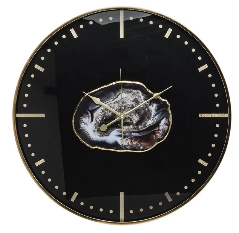 Zegar okrągły czarno złoty 60 cm tworzywo sztuczne