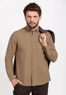 Koszule męskie - Beżowa, gładka koszula, Regular Fit, K-NESH - miniaturka - grafika 1