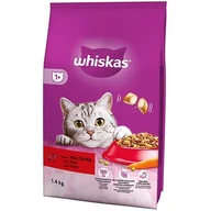 Sucha karma dla kotów - WHISKAS Adult 1,4 kg - sucha karma pełnoporcjowa dla dorosłych kotów, z pyszną wołowiną - miniaturka - grafika 1