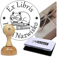 Zabawki kreatywne - Pieczątka Stempel + Tuszownica Drewniany Tradycyjna Ex Libris Wzory Prezent - miniaturka - grafika 1