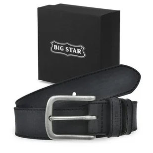 PASEK do spodni SKÓRZANY UNISEX BIG STAR czarny OO675002 +ETUI 105/120cm - Paski - miniaturka - grafika 1