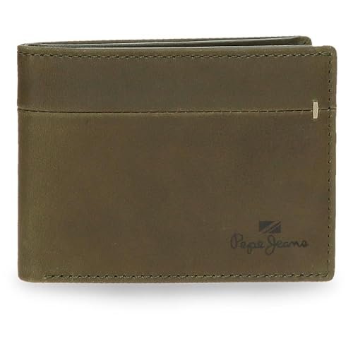 Pepe Jeans Staple Poziomy portfel z portmonetką Zielony 11x8x1 cm Skóra by Joumma Bags, Zielony, Talla única, Poziomy portfel z portfelem