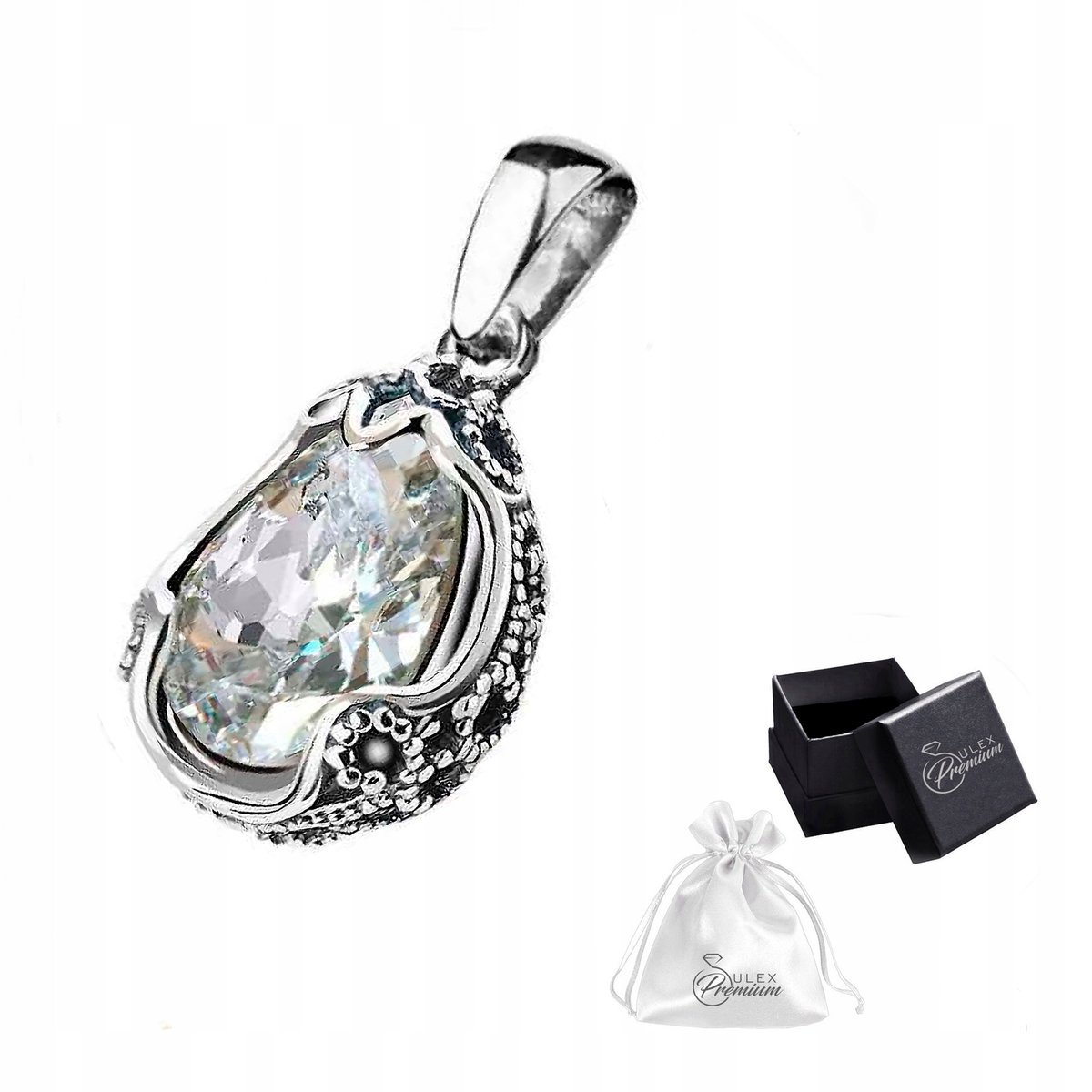 Zawieszka srebrna pr. 925 Piękny Wisiorek Fasetowaną Cyrkonią dla Niej
