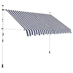 vidaXL Markiza zwijana ręcznie, 250 cm, niebiesko-białe pasy - Markizy - miniaturka - grafika 1